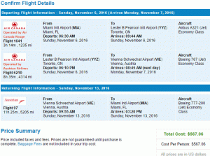 Air Canada tur-retur fra Miami til Wien fra 567 dollar