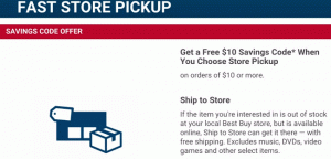 Promocja na odbiór w sklepie Best Buy: Darmowy kod o wartości 10 USD na odbiór w sklepie