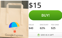 Groupon Google Express Cupón de $ 15 por $ 40