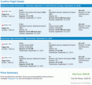 A Delta Airlines oda-vissza útja Phoenixből, Arizonából Libériába, Costa Ricába 425 dollárról