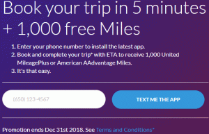 קידום מכירות לאפליקציות תיירות: קבל 1,000 מיילים יונייטד או אמריקאי בכל הזמנה של 300 $