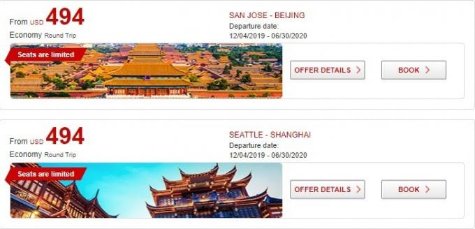Oda-vissza repülőjáratok Kínába 494 dollártól