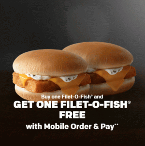 Promoción de pedidos y pagos móviles de McDonald's: BOGO Filet-O-Fish