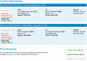 American Airlines Ida y Vuelta desde Los Ángeles a Denver desde $ 86
