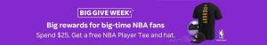 Rakuten: Free NBA Player Tee & Hat w / $ 25 + الإنفاق في Select Merchants