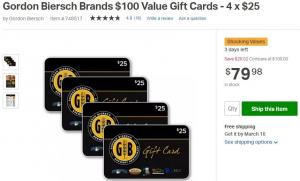 Sam's Club: Kupite poklon karticu Gordona Bierscha za 100 USD za 79,98 USD