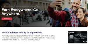 Cartão FlexPerks Travel Rewards do banco dos EUA 25.000 pontos de bônus