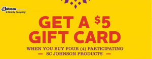 Promoción de tarjeta de regalo SC Johnson Mastercard: obtenga $ 5 por 4 compras que califiquen