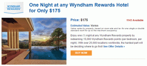 „Daily Getaways Travel Wyndham Rewards“ viešbučio reklama: gaukite 1 naktį tik už 175 USD