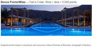 Bonus raccolta autografi Marriott Rewards Creta: 5.000 punti