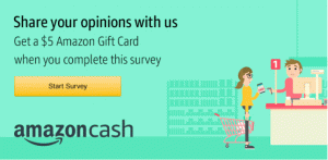 Amazon Cash-Umfragebonus: 5 $ Amazon-Geschenkkarte (gezielt)