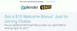 SplenderショッピングポータルがシャットダウンしてEbatesに参加：切り替えで25ドルのボーナスを獲得
