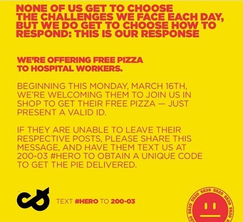 Pizza gratis per i lavoratori ospedalieri