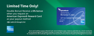 TopCashBack 6% Бонус Подарункова картка American Express