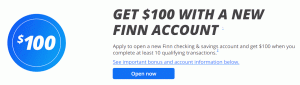 „Finn by Chase“ naujos programos skatinimas: 100 USD tikrinimo ir taupymo premija