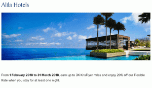 Bonusne milje Singapore Airlines KrisFlyer Alila Hotels: Zaslužite 3X milj