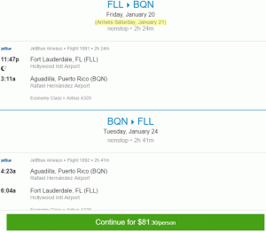 JetBlue Airways Ida y vuelta desde Fort Lauderdale, Florida a Aguadilla, Puerto Rico desde $ 81