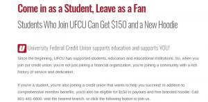 Promozioni della Federal Credit Union universitaria: $ 40, $ 300 bonus di controllo (UT)