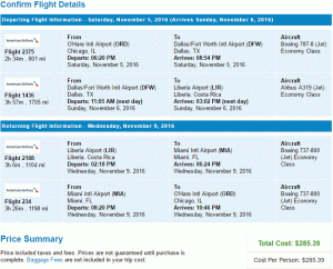 Povratno potovanje American Airlines iz Chicaga, Illinoisa v Liberijo, Kostariko od 285 USD