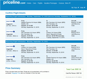 A United Airlines oda -vissza útja Seattle -ből Szöulba 587 dollártól