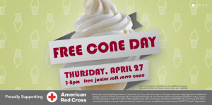 Carvel Free Cone Day promóció: Ingyenes Junior kúp (csak 2017. április 27 -én)