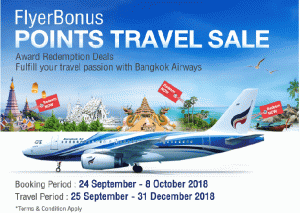 Bangkok Airways FlyerBonus Promotion: Zpáteční lety od 7 000 bodů