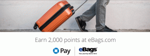 Рекламная акция Chase Pay eBags.com: 2000 баллов за покупку на 20 долларов