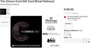 Cél: Ingyenes 10 dolláros cél ajándékkártya 100 dollárral A választható kártya ajándékkártya vásárlása