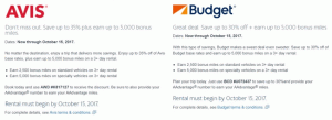 Promoție American Budget Avis Budget la închirieri auto: economisiți până la 35% + până la 5.000 de mile bonus