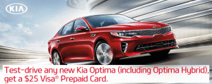 Cartão Visa de $ 25 GRÁTIS com Kia Test Drive