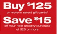 Safeway Compre tarjetas de regalo de $ 125 Ahorre $ 15 de descuento en la promoción