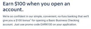 Axos Bank Basic Business Checking Promoções: oferta de bônus de $ 100