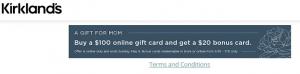 Kirklands Werbeaktionen: Erhalten Sie eine Bonuskarte im Wert von 20 USD mit einem Online-Geschenkkartenkauf im Wert von 100 USD usw