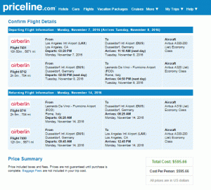Air Berlin oda -vissza út Los Angelesből Rómába 595 dollártól