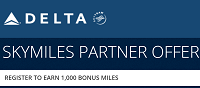 デルタ航空がパートナープログラムで1000マイルのボーナスを提供